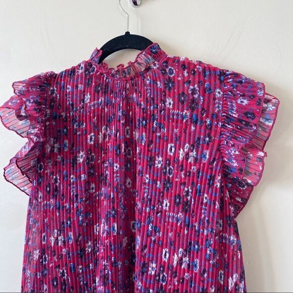 ANTHROPOLOGIE-FREIDA Floral Pleated High Neck pleated Blouse - Picture 4 of 9